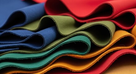 Luxurious macro view of richly colored suede fabric swatches, showcasing brushed nap texture in dslr photography style