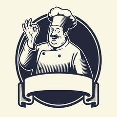 Mascot Logo Vintage of Cheerful Chef