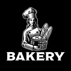 Mascot Logo Women Bakery Chef