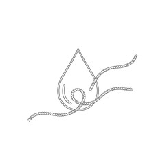A minimalist line art illustration depicts a clean water drop with a flowing, continuous thread symbolizing purity, essential life, and environmental connection.