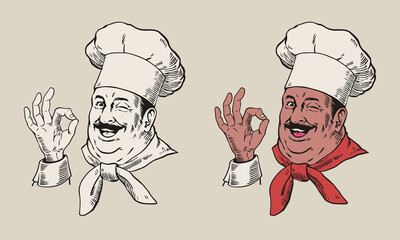 Smiling Chef in Hand Drawn Style