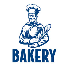 Vintage Hand Drawn Chef Bakery Logo