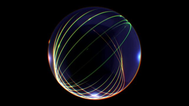 A dynamic detailed graphic sphere that animates on a loop. This sphere is rendered on black for easy overlays and can be used for logo insignias, AI Voice Audio graphic elements, HUD design, and Lower