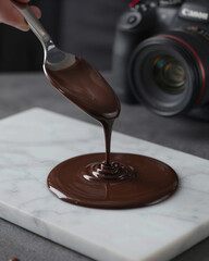 Chocolatier Pouring Tempered Dark Chocolate on Marble - Bean to Bar Craft