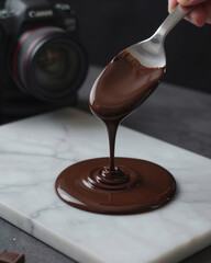 Chocolatier Pouring Tempered Dark Chocolate on Marble - Bean to Bar Craft