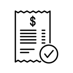 Vector illustration icon a simple icon of a receipt with a dollar sign and a checkmark on a for finance or invoice concepts