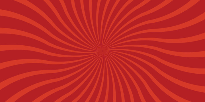 Dynamic red swirling sunburst pattern with lighter red curved lines radiating from a central point, creating a powerful and energetic background for graphic design, motion graphics, and intense