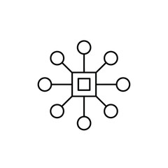 Vector illustration icon a black line art illustration of a network or connection symbol with multiple nodes and lines on a