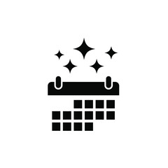 Vector illustration icon black icon of a calendar with sparkles on a, representing a special or festive date
