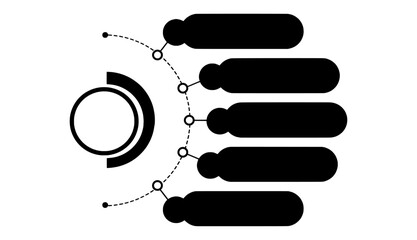 Radial timeline diagram illustrating sequential steps, progress stages, and circular workflow structure