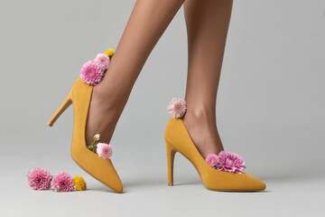 Femininity expressed through stylish footwear and delicate florals.