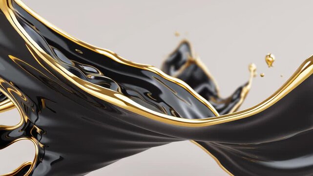 Energy resource war metaphor, black gold liquid forming sharp aggressive shapes, minimal background, conceptual editorial artwork, oil war