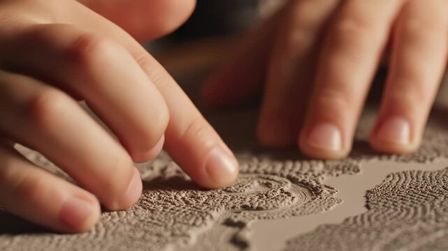 Hands Touching Textured Surface