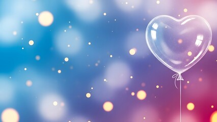 Happy valentine's day heart balloon with sparkling lights background