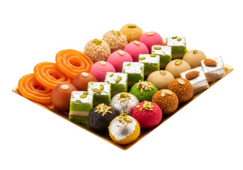 colorful arabic dessert platter with assorted sweets on tray