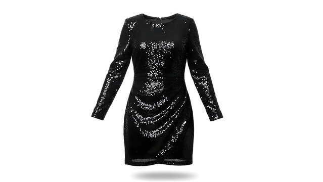 Black Sequined Long Sleeve Dress Fashion. - Powered by Adobe