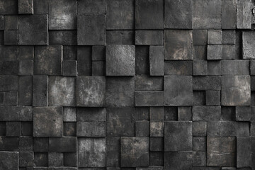 dark weathered wooden cubes wall texture background