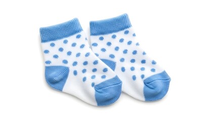 Blue Polka Dot Socks on White.