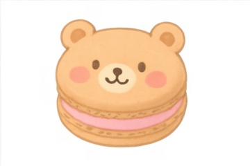 Cute bear shaped macaron with pink filling food