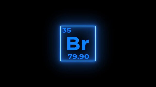 35 Number Bromine (Br) symbol school chemistry lesson animation element of the periodic table on white background.4k video.