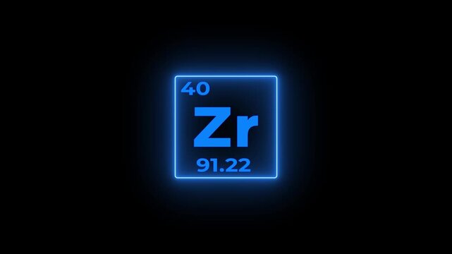 40 Number Zirconium (Zr) symbol school chemistry lesson animation element of the periodic table on white background.4k video.