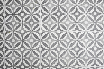 Geometric Tile Pattern With Interlocking Circles and Petal Motifs, Monochrome Decorative Background Texture