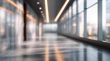 Modern interior hallway with transparent view