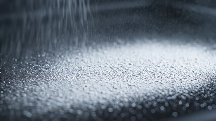 Powder falling on dark surface