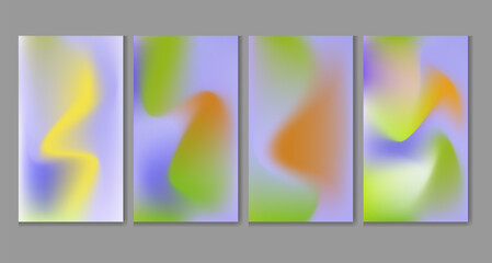 Fototapeta premium Collection of four vibrant abstract background graphics featuring soft pastel color blending and modern gradient textures