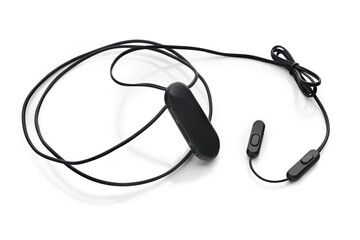 Black wired headphones with a sleek design, featuring a microphone and volume control, ideal for music lovers and professionals seeking quality audio experience