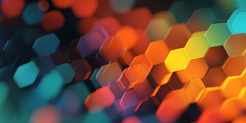 Vibrant Hexagonal Bokeh Abstract Background