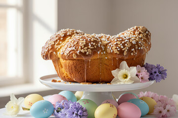 Italian Colomba Pasquale Cake in Elegant Easter Decoration