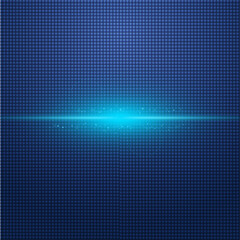 Naklejka premium Futuristic Blue Tech Background with Central Light Flare, creating a high-tech or data-driven aesthetic