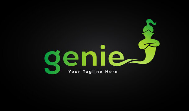 Genie cartoon character logo icon in Aladdin