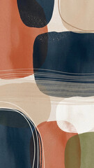 Abstract shapes in warm colors overlap and create a unique design on a canvas with smooth lines