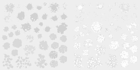 Abstract grayscale background with scattered blotches and irregular shapes