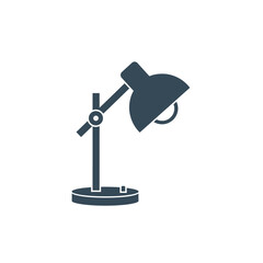 A simple, modern desk lamp silhouette against a white background, perfect for office or study spaces