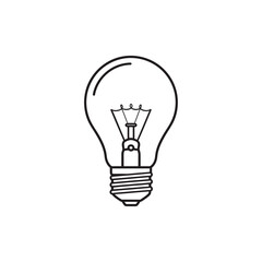 Simple outline illustration of an incandescent light bulb, representing ideas and innovation