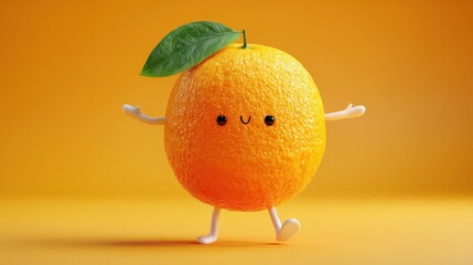 Fun orange character on white background