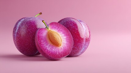 Funny plum with slice
