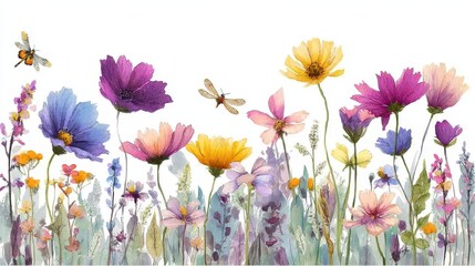 floral seamless pattern with colored flowers