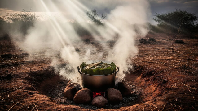 Traditional Mayan Pib Cooking Technique with Earth Oven and Smoke