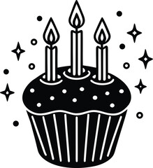 birthday cupcake with candles