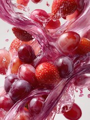 red grapes on white background