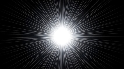 Obraz premium Bright light source with radiating lines on dark background