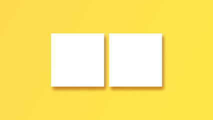 Minimal two square business card mockup on yellow background