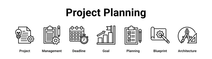 Project Planning web banner icon vector illustration concept for education with icon of Project, Management, Deadline, Goal, Planning.