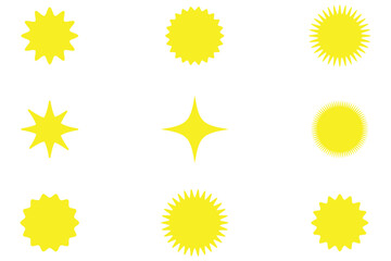 PrintBlack silhouette set of various sparkling stars and celestial shapes, perfect for magic themes, night sky decorations, and festive designs,