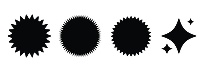 Fototapeta premium Star Sparkle Icons Set – Shining, Twinkle, Glow and Decorative Starburst Vector Illustration