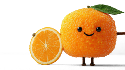 Fun orange character on white background